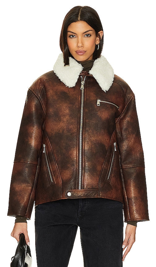 Apparis Audie Moto Jacket in Chocolate
