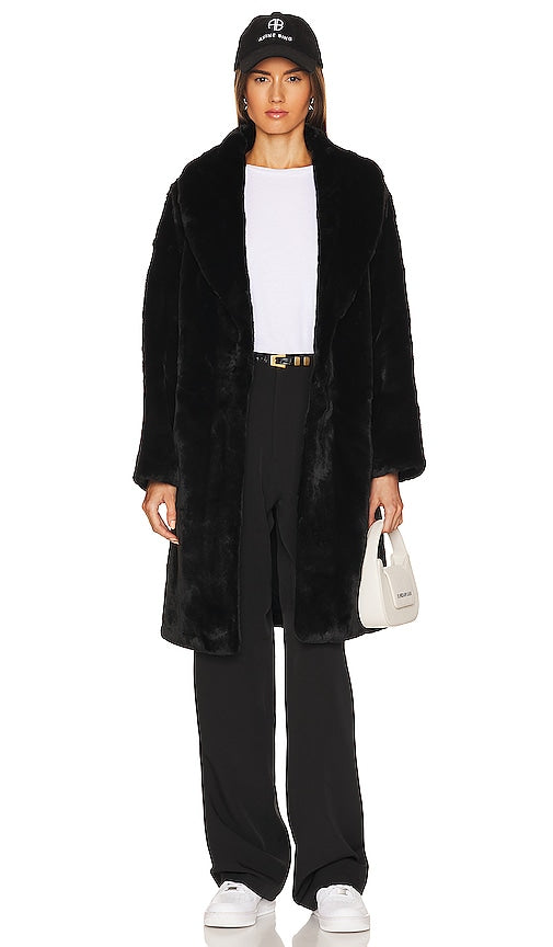 Apparis Bree Faux Fur Coat in Black
