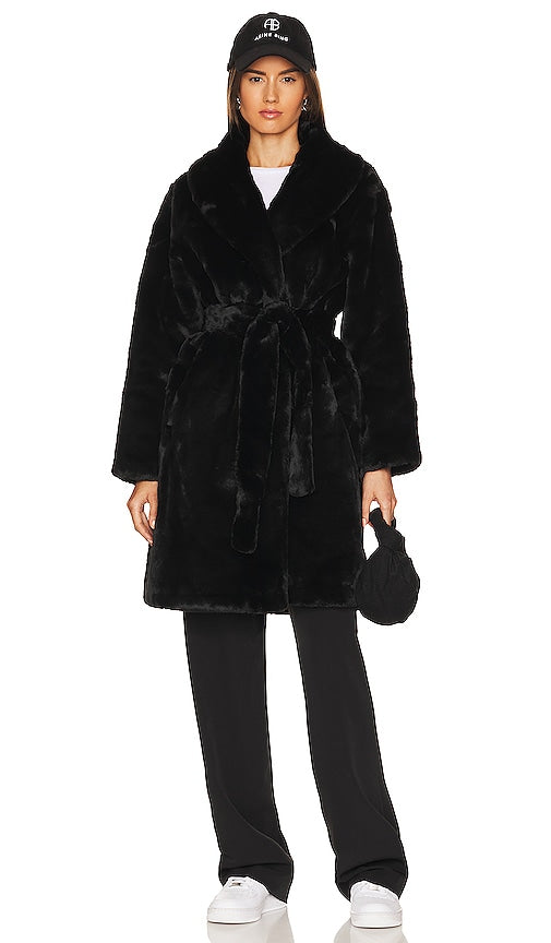 Apparis Bree Faux Fur Coat in Black