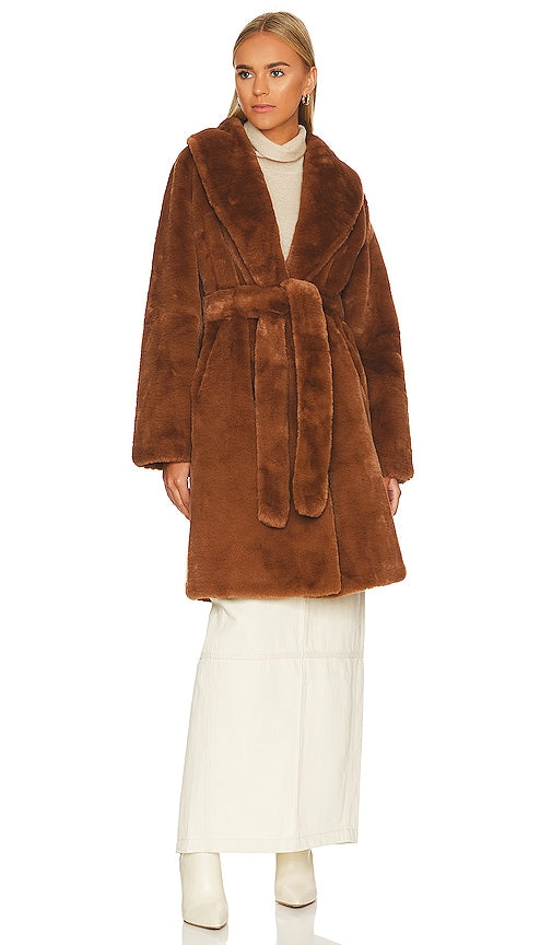 Apparis Bree Faux Fur Coat in Brown