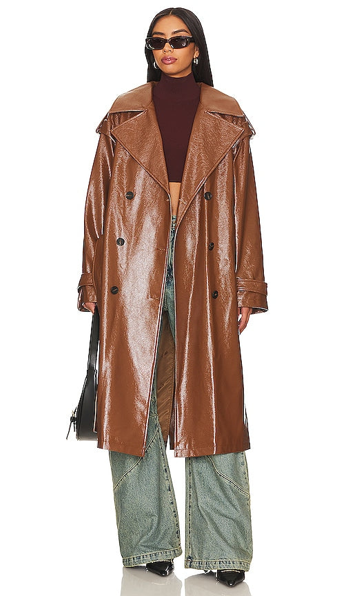 Apparis Isa Crinkle Coat in Brown