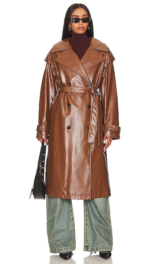 Apparis Isa Crinkle Coat in Brown