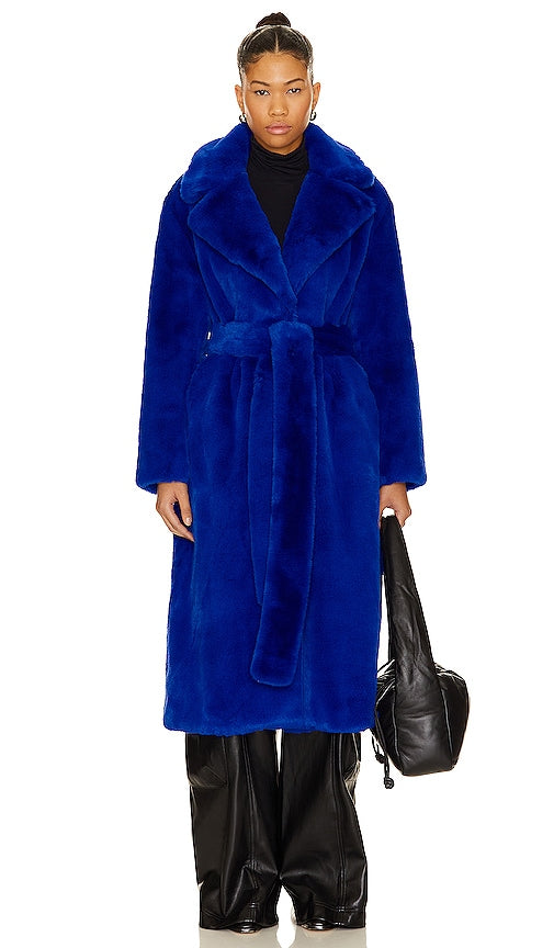 Apparis Mona Plant-Based Fur Coat in Blue