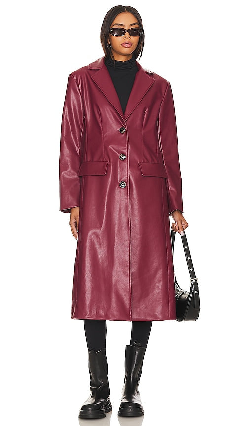 Apparis x Mansur Gavriel Collaboration Liv Apple Leather Coat in Wine