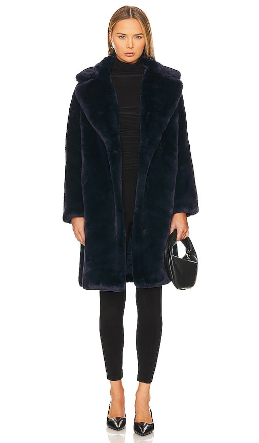 Apparis x Mansur Gavriel Collaboration Stella Faux Fur in Navy