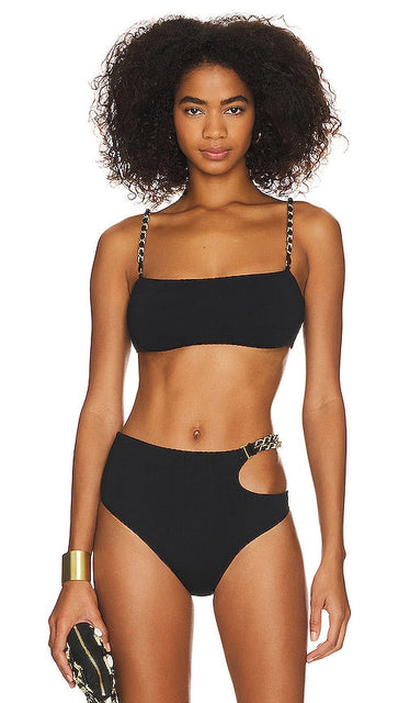 Aquamanile Lady's Slipper Bikini Top in Black - Haut de bikini chausson pour femme Aquamanile en noir - Aquamanile 女士黑色拖鞋比基尼上衣 - Aquamanile Lady's Slipper-Bikinioberteil in Schwarz - Aquamanile 레이디스 슬리퍼 비키니 탑블랙 색상 - Top bikini pantofola da donna Aquamanile in nero