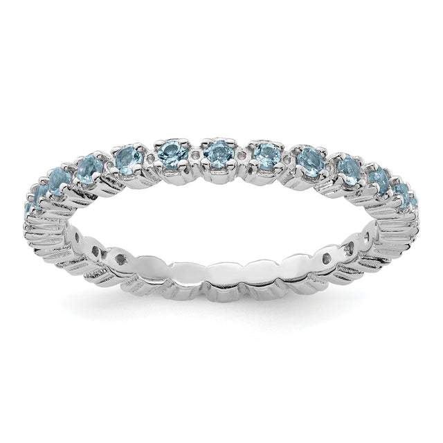Aquamarine Sterling Silver Stackable Eternity Ring | Size 10