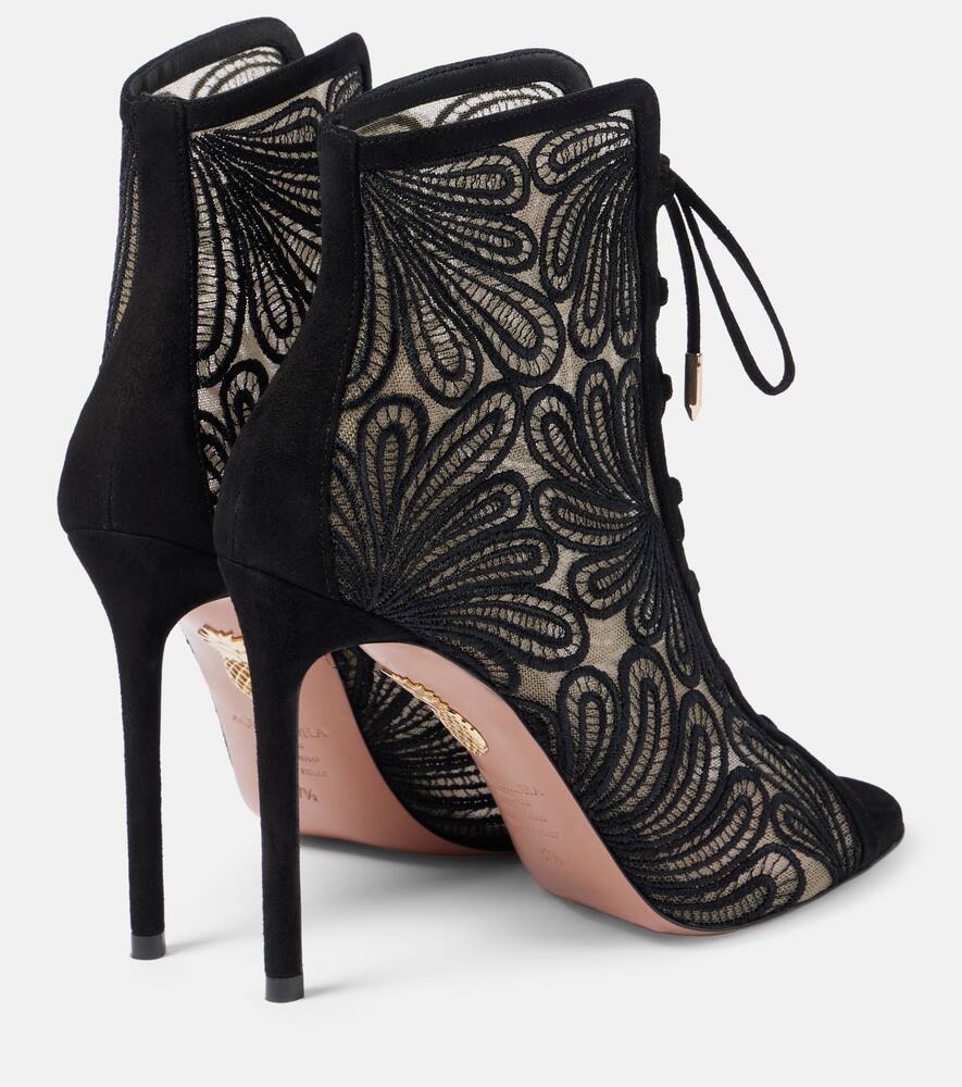 Aquazzura 105 suede and lace ankle boots