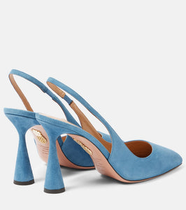 Aquazzura Amore 95 suede slingback pumps