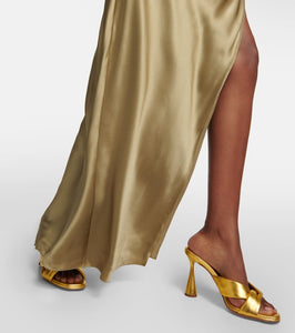 Aquazzura Amore metallic leather mules