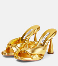 Aquazzura Amore metallic leather mules