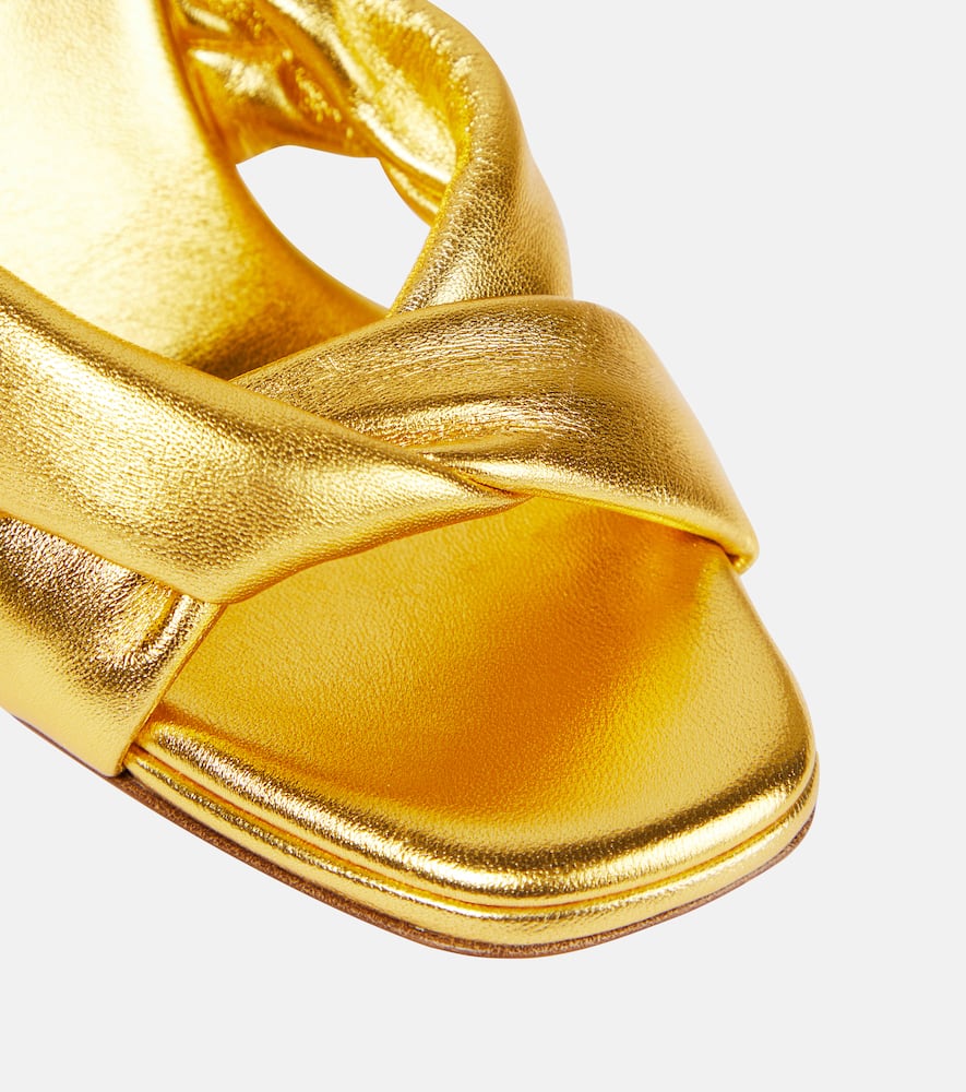Aquazzura Amore metallic leather mules