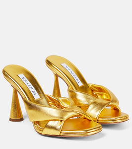 Aquazzura Amore metallic leather mules