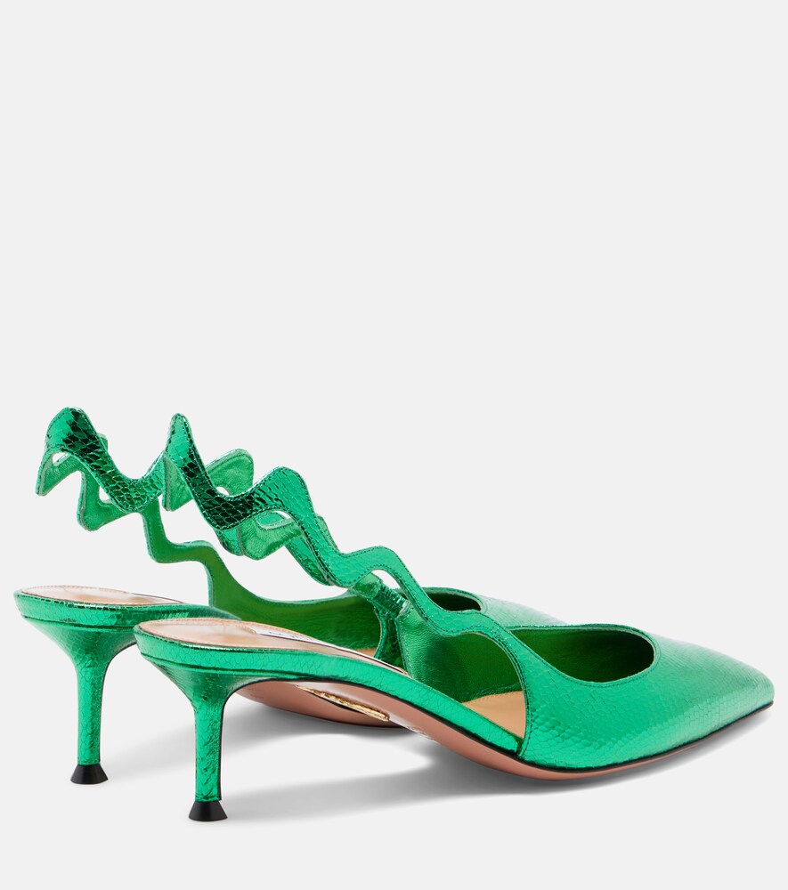 Aquazzura Artiste 50 metallic leather slingback pumps