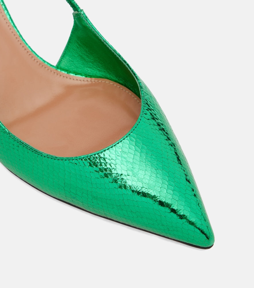 Aquazzura Artiste 50 metallic leather slingback pumps