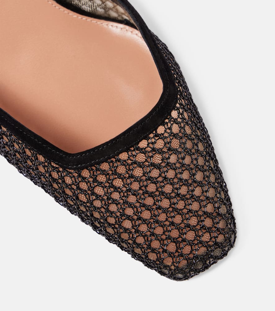 Aquazzura Asha 35 suede-trimmed mesh pumps