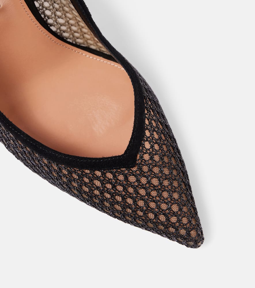 Aquazzura Asha 85 suede-trimmed mesh pumps