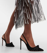 Aquazzura Atelier embellished suede slingback pumps