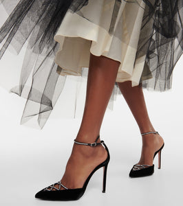 Aquazzura Audace Crystal 105 velvet pumps