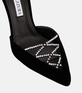 Aquazzura Audace Crystal 105 velvet pumps