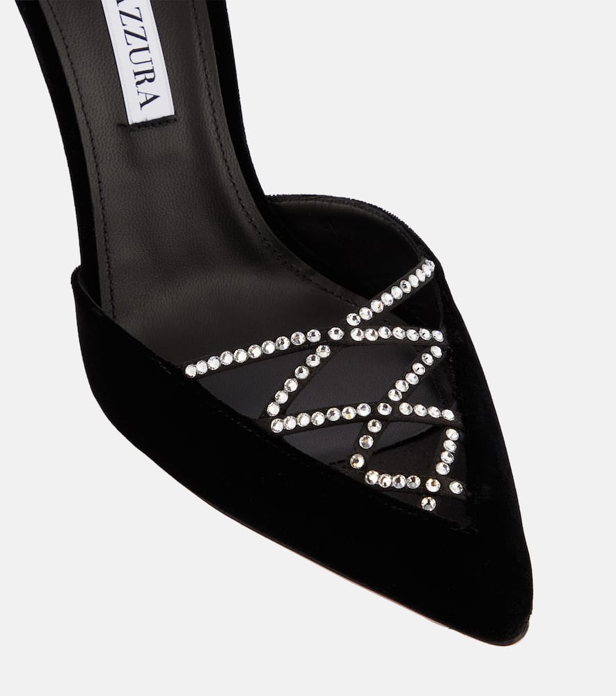 Aquazzura Audace Crystal 105 velvet pumps