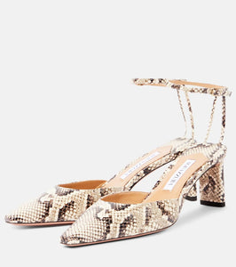 Aquazzura Blade 65 snake-effect leather pumps