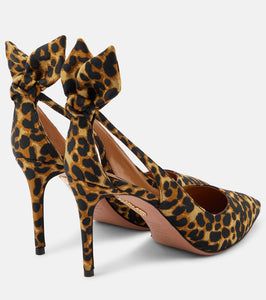 Aquazzura Bow Tie 85 leopard-print pumps