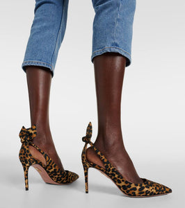 Aquazzura Bow Tie 85 leopard-print pumps