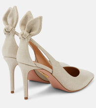 Aquazzura Bow Tie 85 metallic canvas pumps
