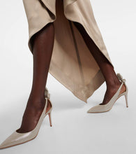 Aquazzura Bow Tie 85 metallic canvas pumps