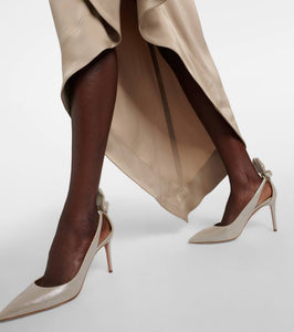 Aquazzura Bow Tie 85 metallic canvas pumps