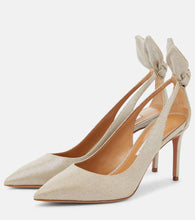 Aquazzura Bow Tie 85 metallic canvas pumps