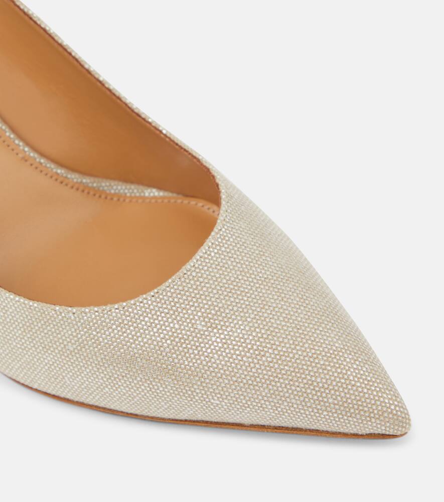 Aquazzura Bow Tie 85 metallic canvas pumps