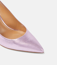 Aquazzura Bow Tie 85 metallic leather pumps