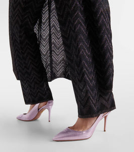 Aquazzura Bow Tie 85 metallic leather pumps