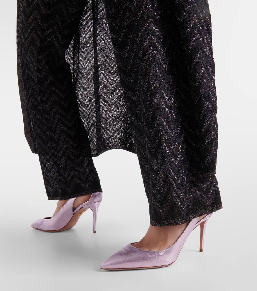 Aquazzura Bow Tie 85 metallic leather pumps