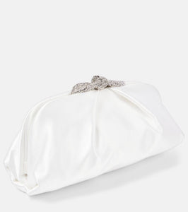 Aquazzura Bow Tie Small embellished satin clutch