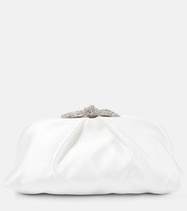 Aquazzura Bow Tie Small embellished satin clutch. Shop Aquazzura Clutches for women now.