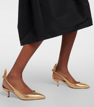 Aquazzura Bow Tie metallic leather pumps