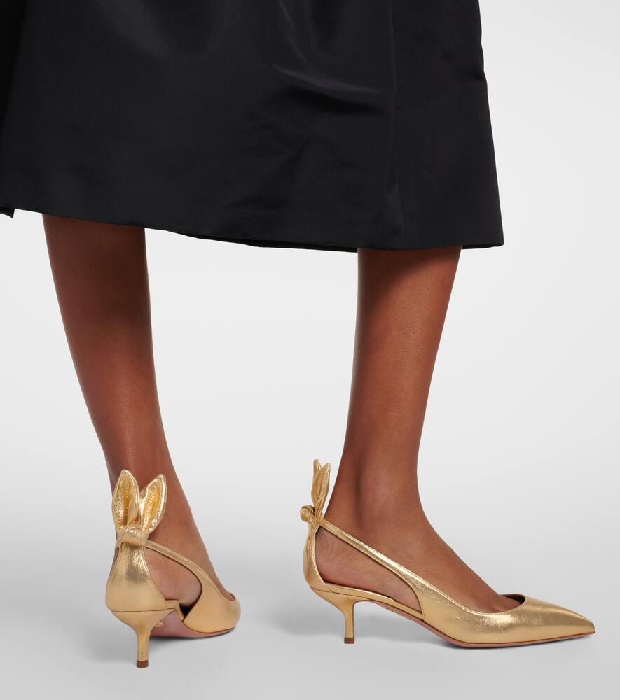 Aquazzura Bow Tie metallic leather pumps