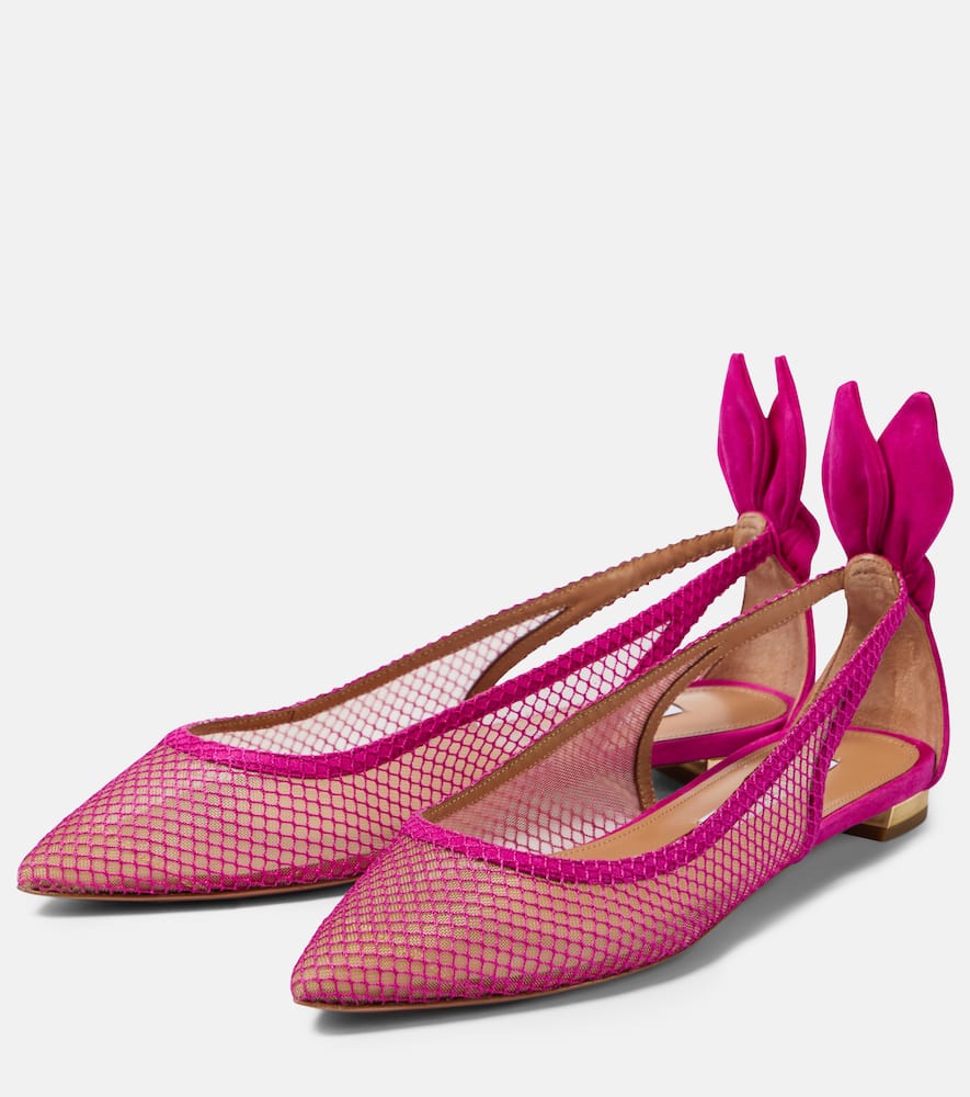 Aquazzura Bow tie mesh ballet flats