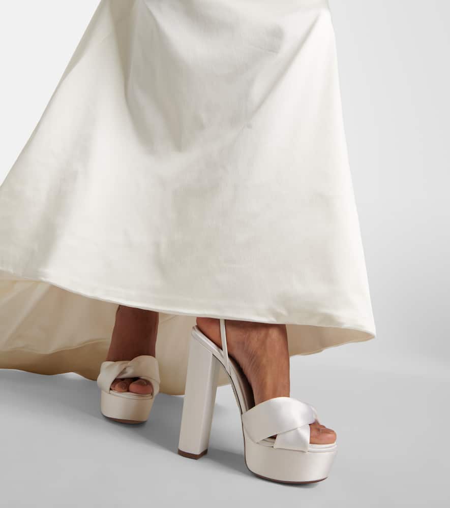 Aquazzura Bridal Olie 140 satin platform sandals