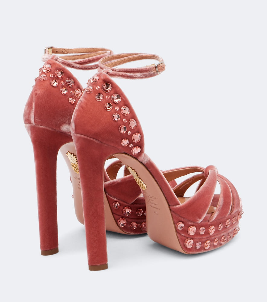 Aquazzura Cosmic Love 130 velvet platform sandals