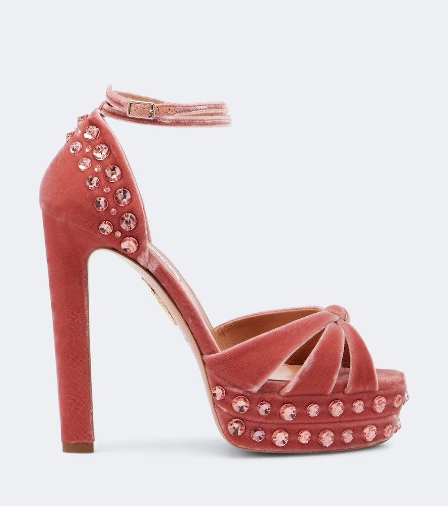 Aquazzura Cosmic Love 130 velvet platform sandals