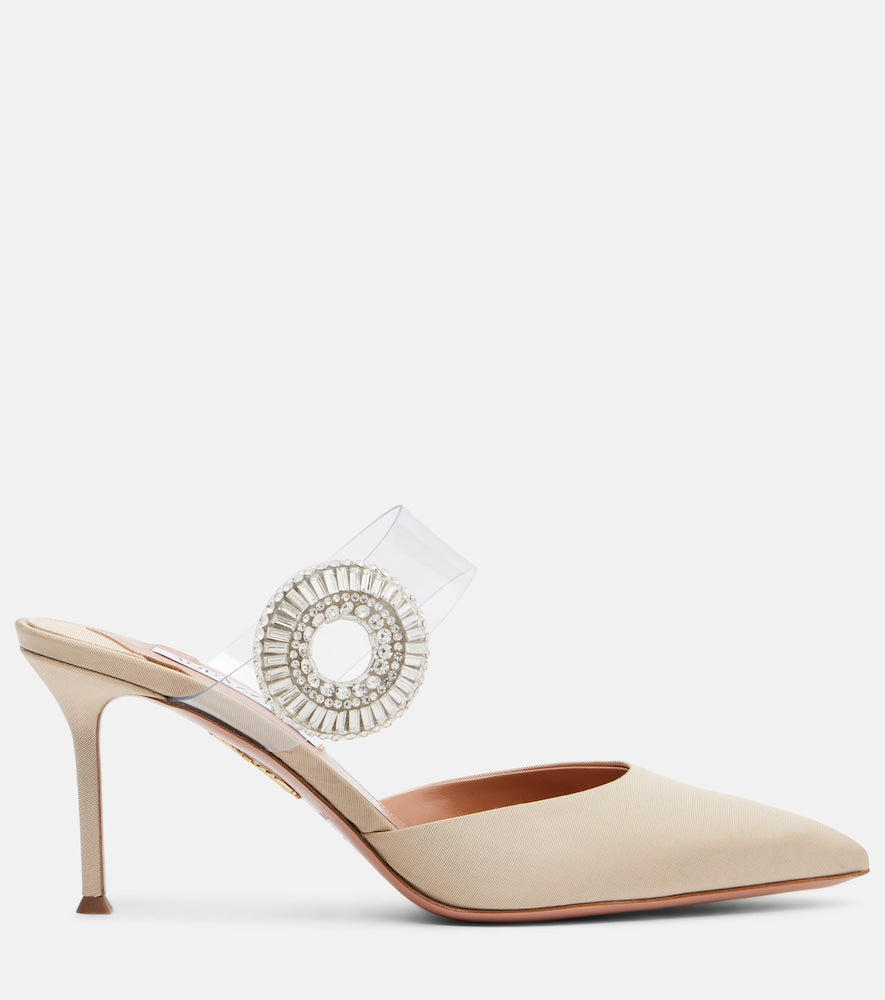 Aquazzura Crystal Hoop embellished PVC mules