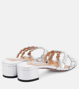 Aquazzura Crystal Mirage embellished leather mules