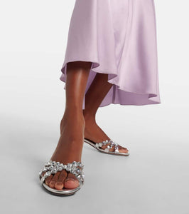 Aquazzura Crystal Mirage embellished leather mules