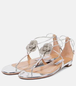 Aquazzura Crystal Orchid mirrored leather sandals
