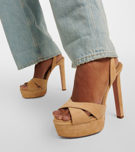 Aquazzura Divine 130 suede platform sandals