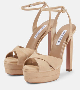 Aquazzura Divine 130 suede platform sandals